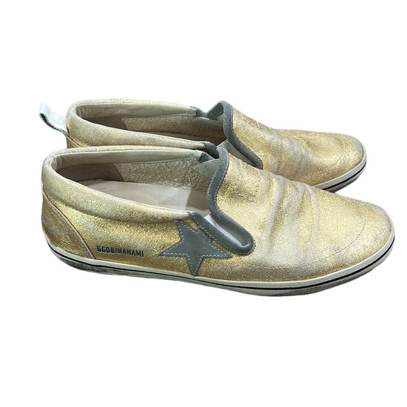 Golden Goose Women's Hanami Gold Metallic Leather Slip-On Sneakers Size 38 - Picture 6 of 9